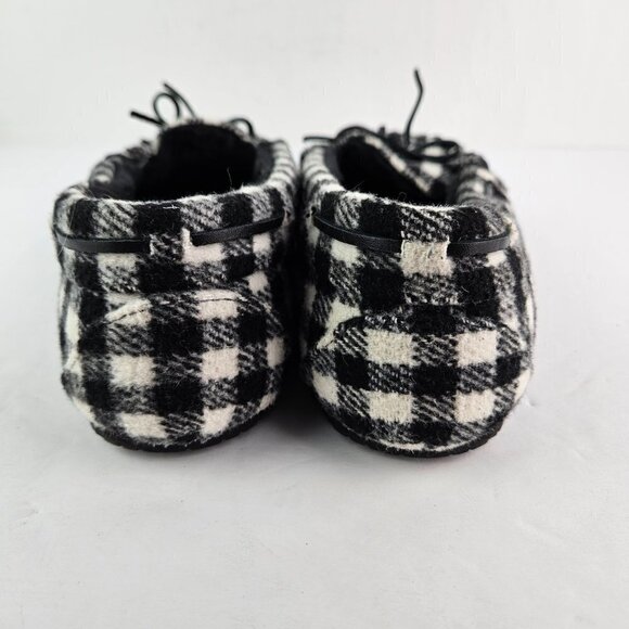 Minnetonka Petra Trapper Black/White Buffalo Plaid Moccasin Loafer Flat 8 44246 - Picture 7 of 10